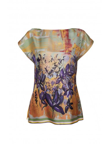Irises in the Field silk Blouse
