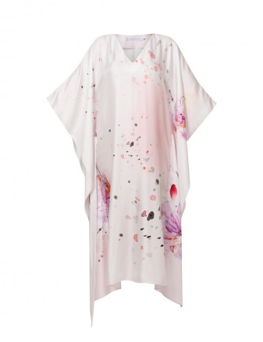 Watercolour silk kaftan dress